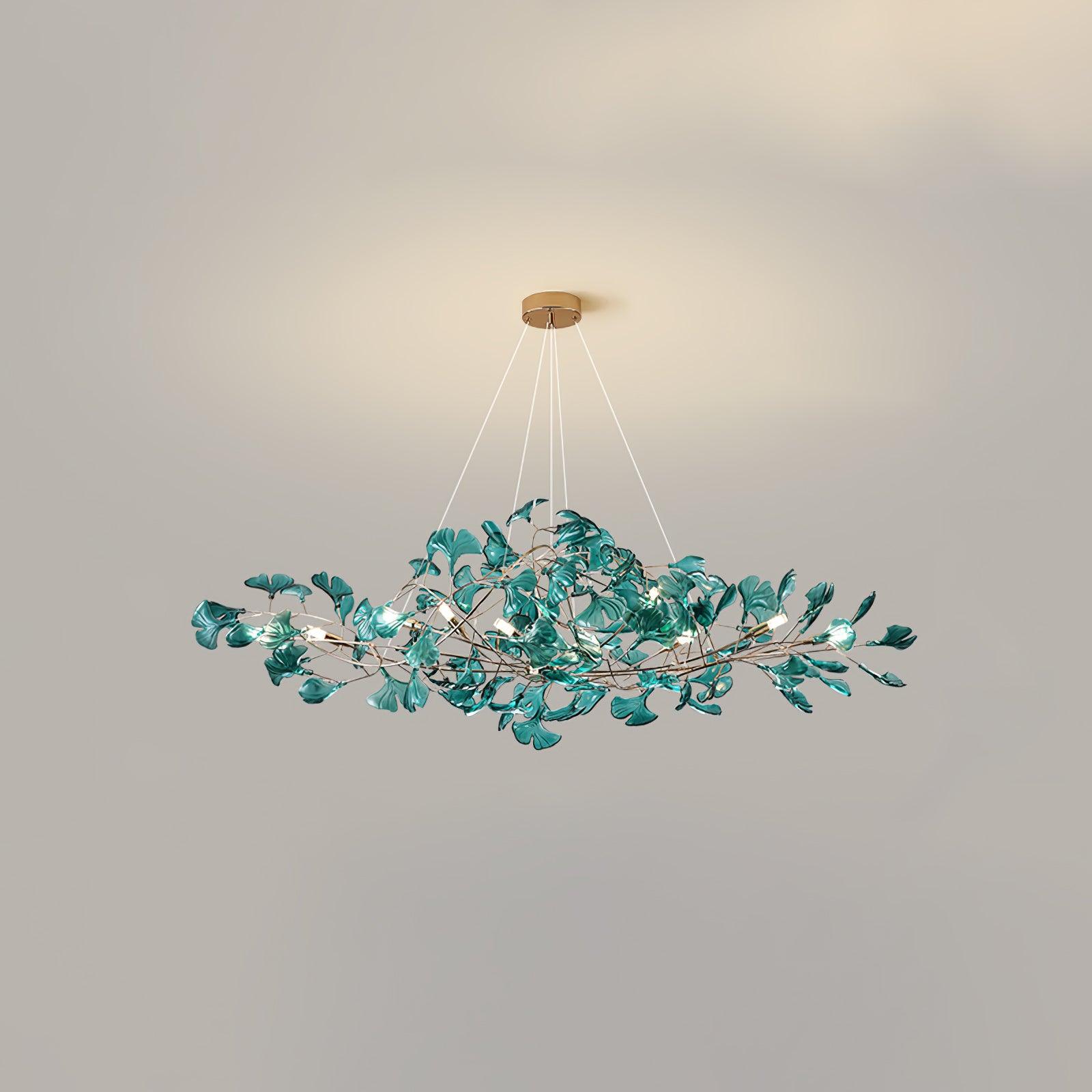 Eurvinen Lustre de luxe en feuille de ginkgo