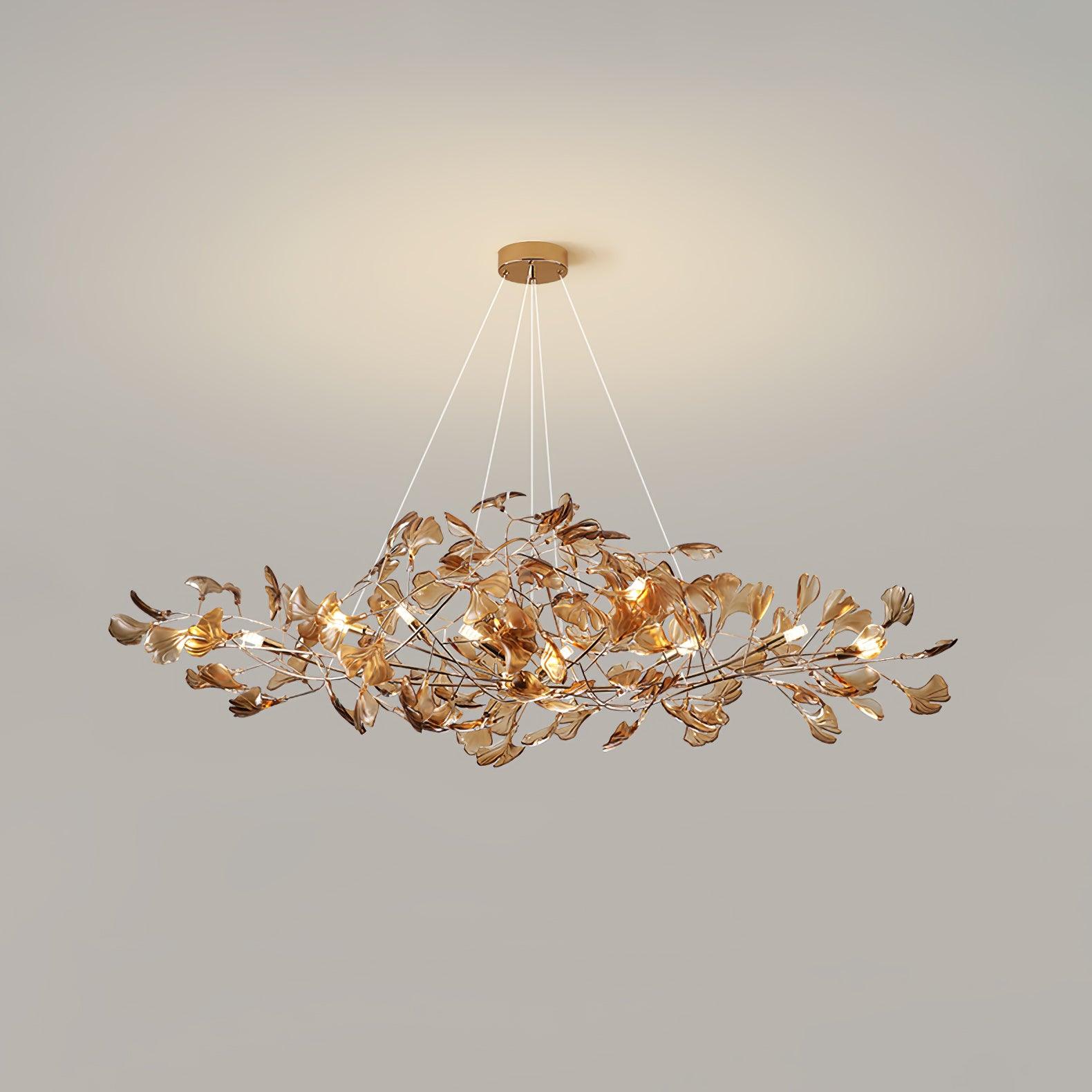 Eurvinen Lustre de luxe en feuille de ginkgo