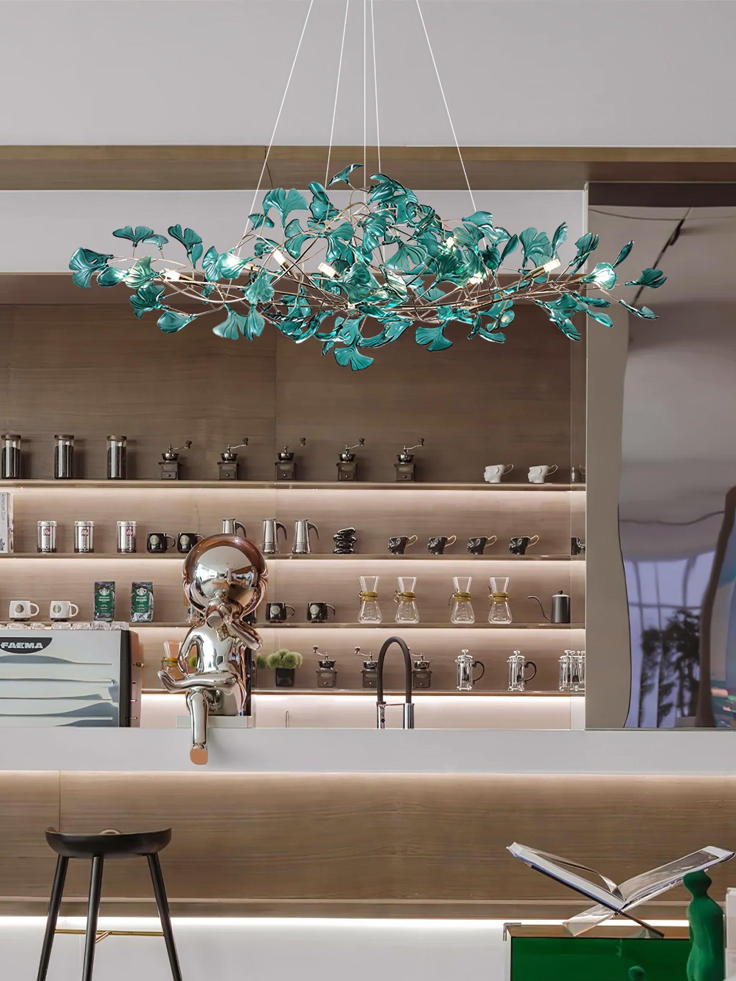 Eurvinen Lustre de luxe en feuille de ginkgo