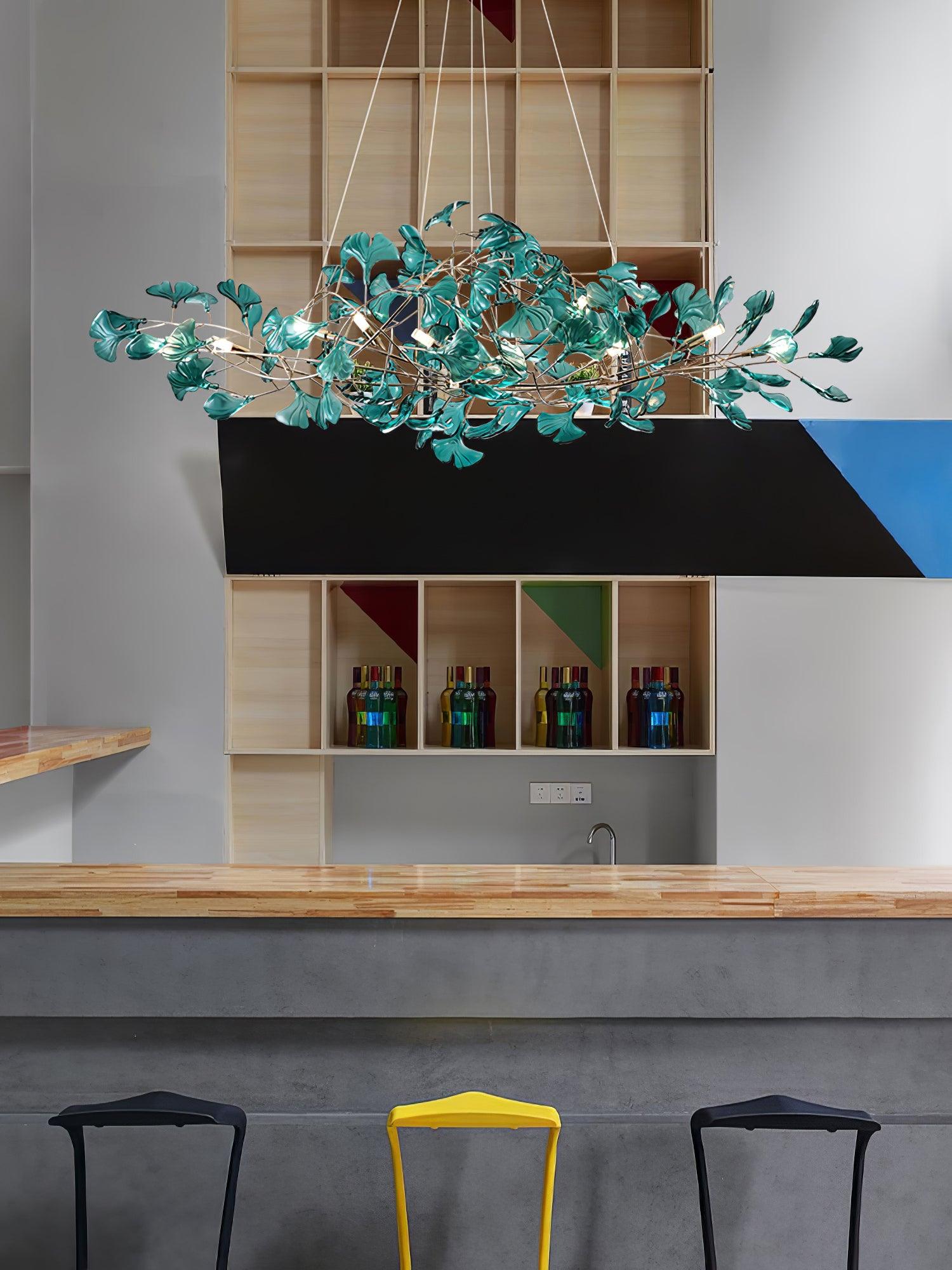 Eurvinen Lustre de luxe en feuille de ginkgo