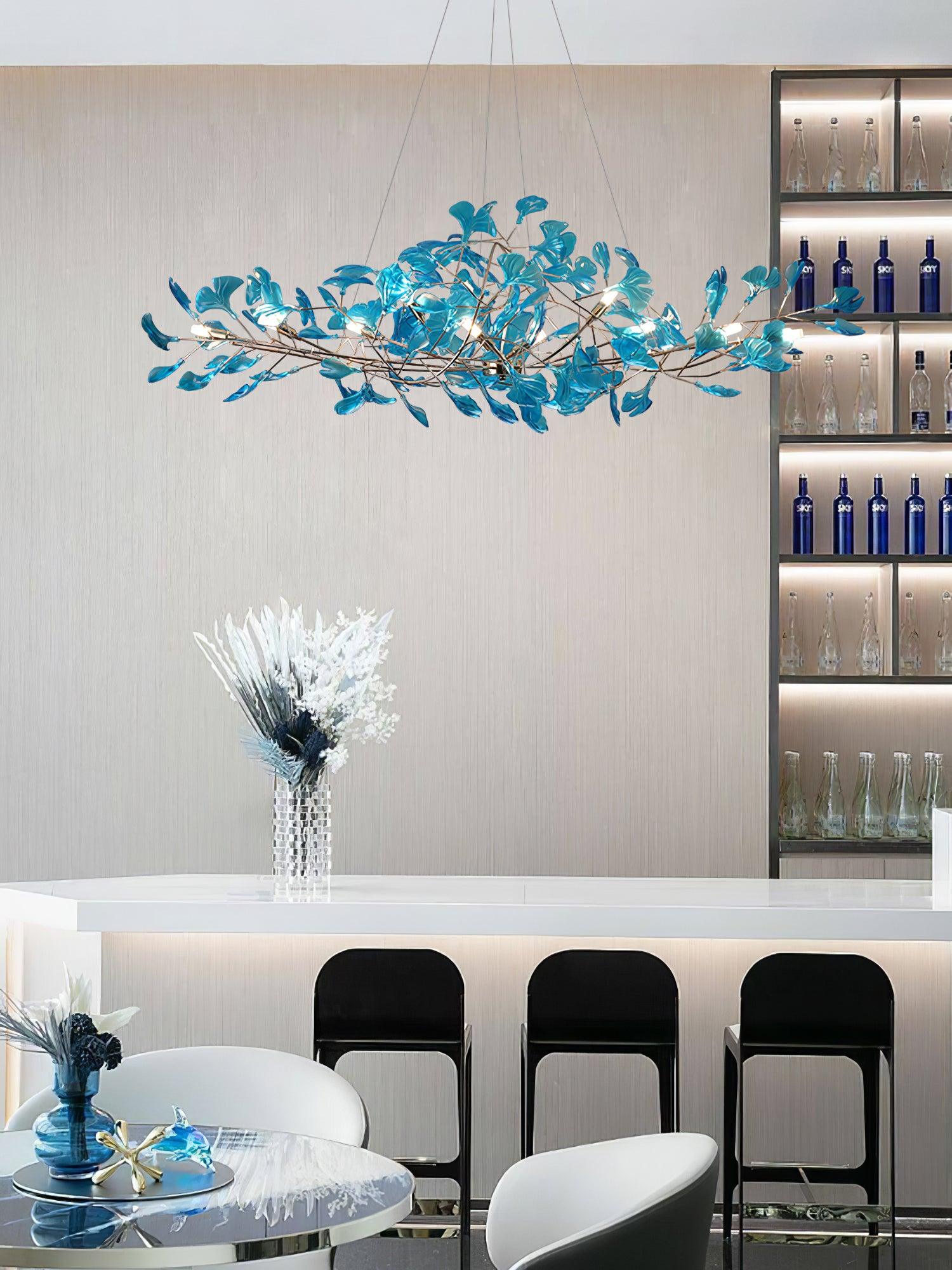 Eurvinen Lustre de luxe en feuille de ginkgo