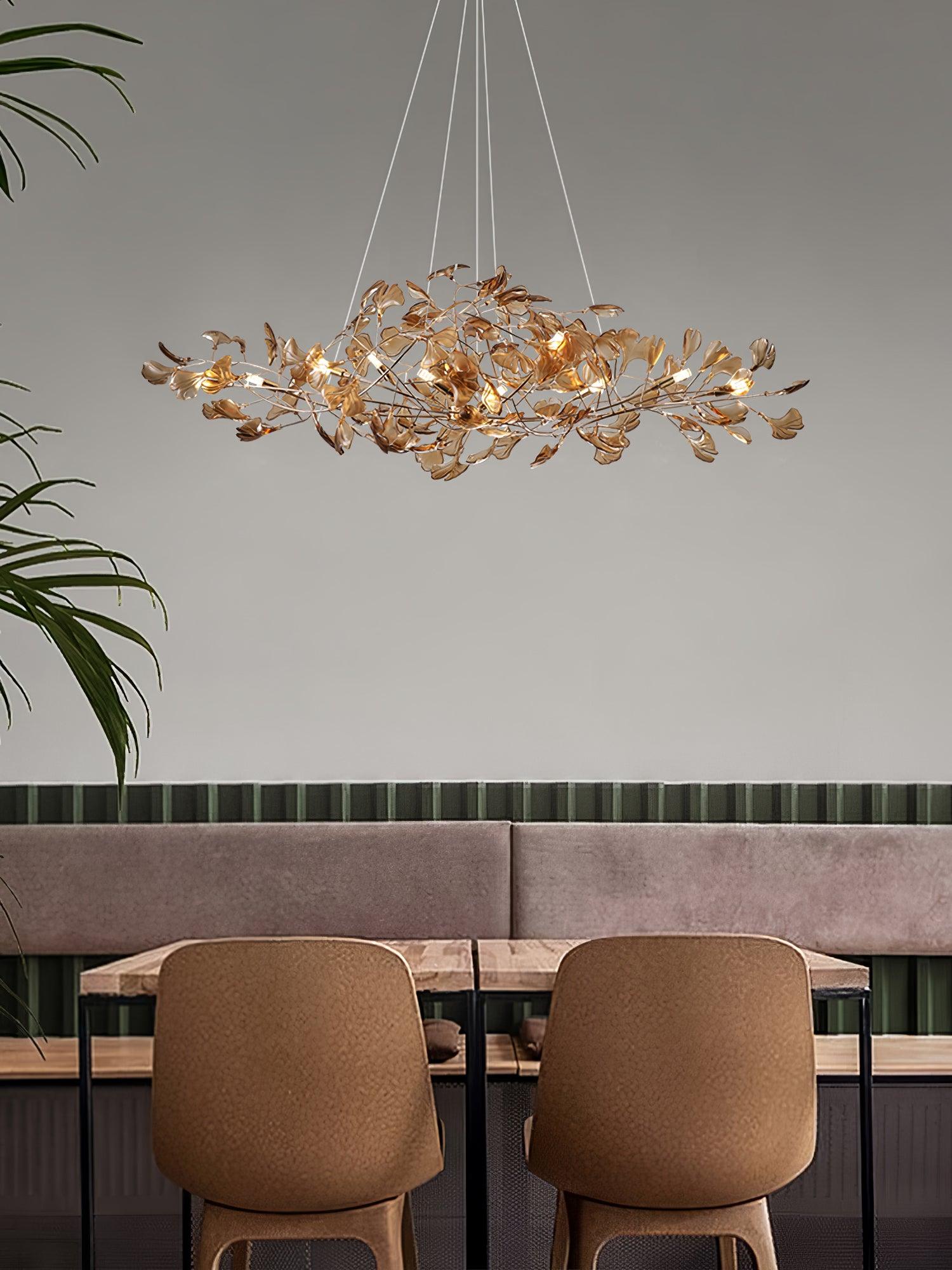 Eurvinen Lustre de luxe en feuille de ginkgo