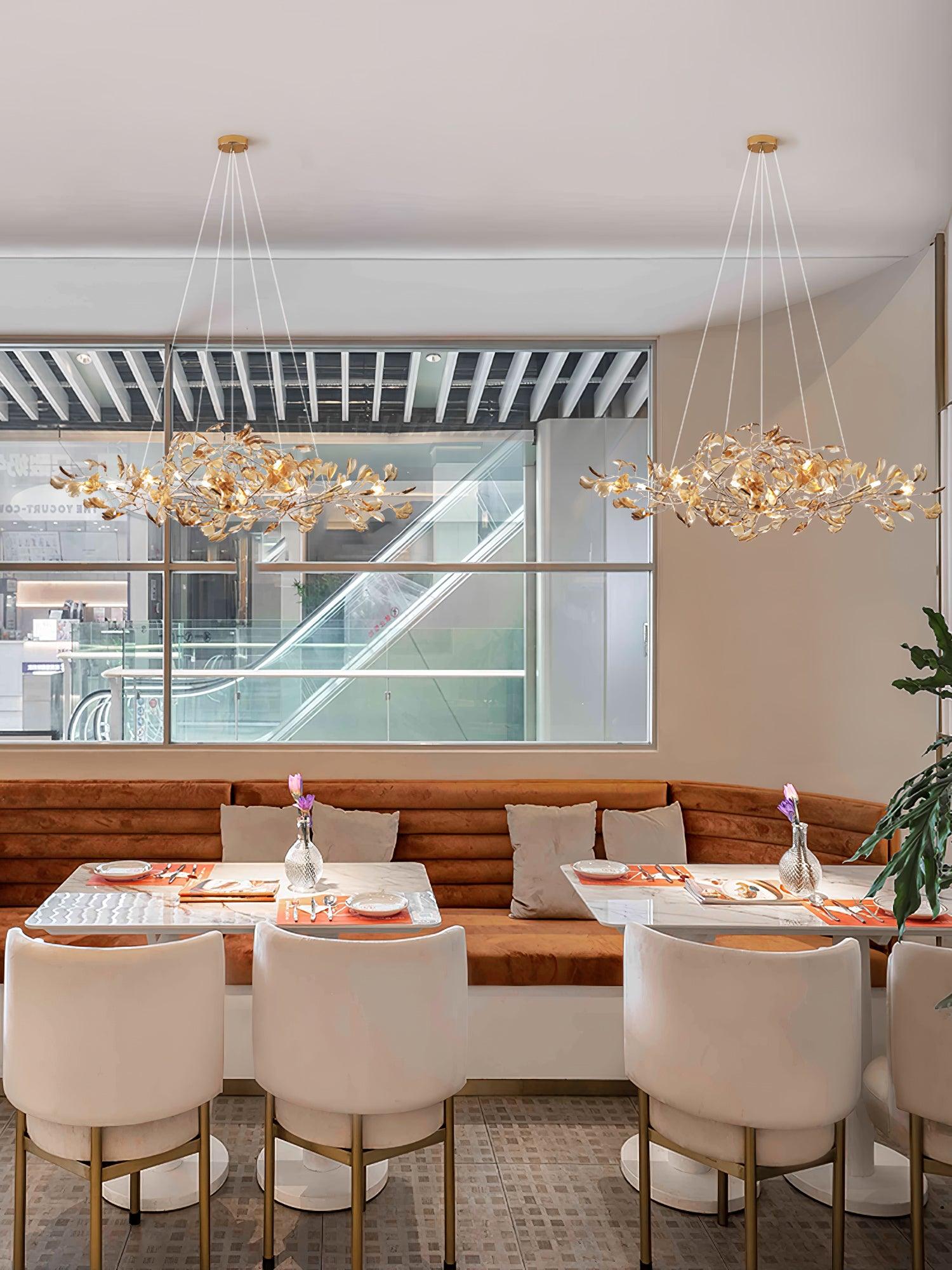Eurvinen Lustre de luxe en feuille de ginkgo