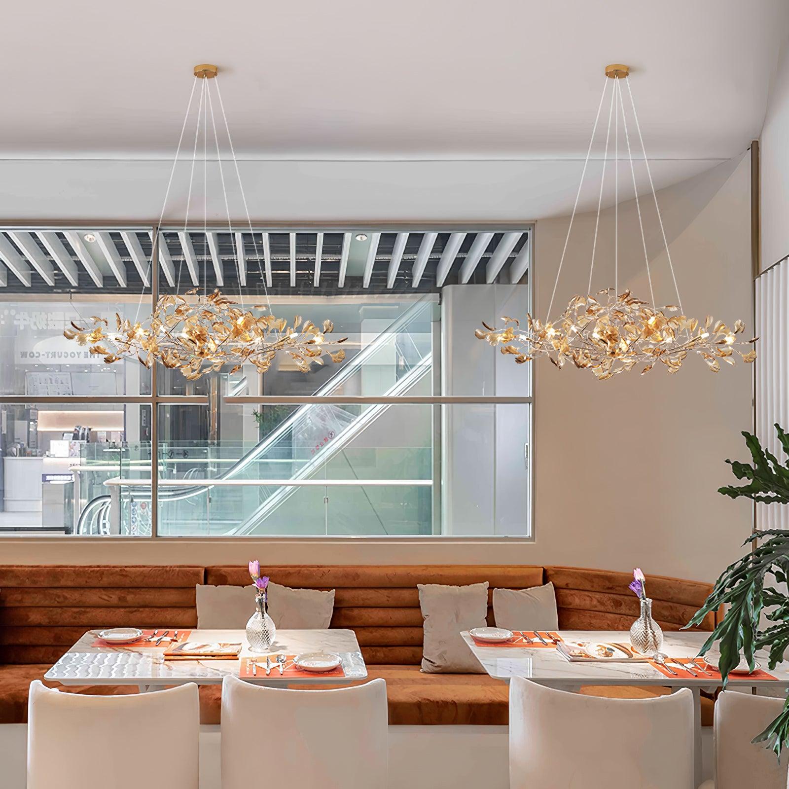 Eurvinen Lustre de luxe en feuille de ginkgo