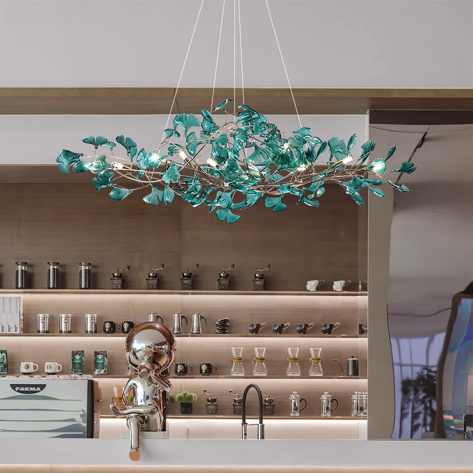 Eurvinen Lustre de luxe en feuille de ginkgo