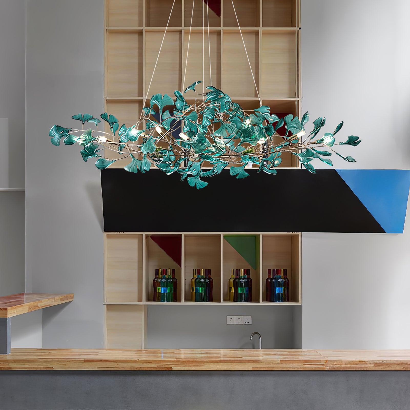 Eurvinen Lustre de luxe en feuille de ginkgo