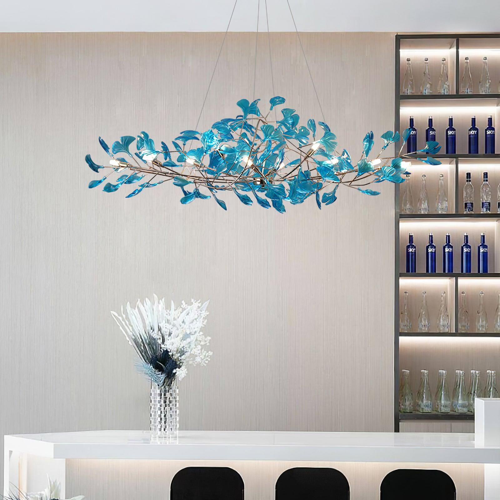 Eurvinen Lustre de luxe en feuille de ginkgo