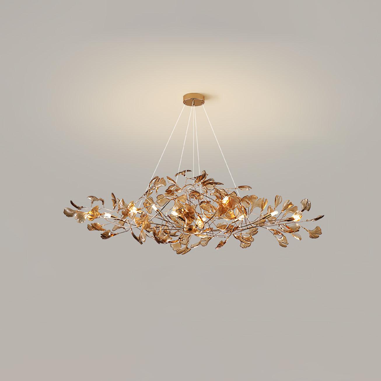 Eurvinen Lustre de luxe en feuille de ginkgo