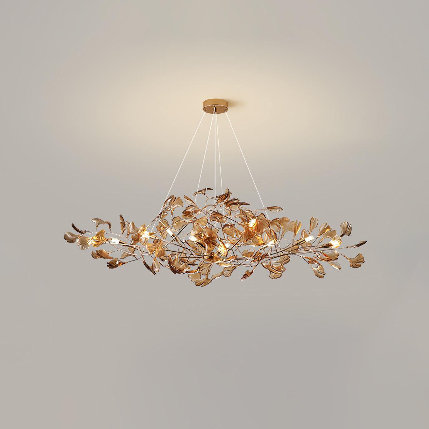 Eurvinen Lustre de luxe en feuille de ginkgo