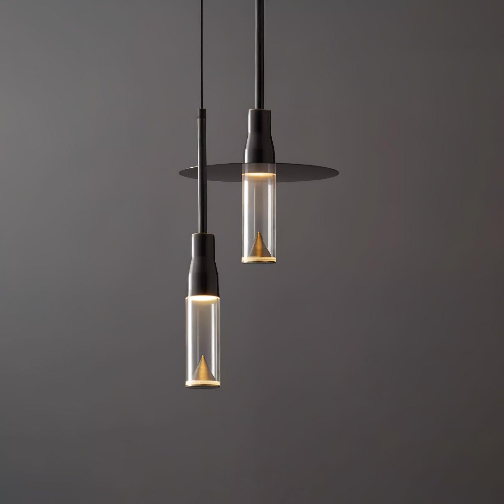 Solara Lampe suspendue en acrylique avec plaque de chapeau chromée moderne