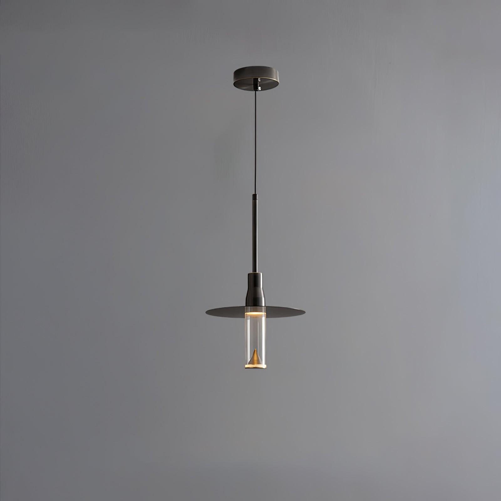 Solara Lampe suspendue en acrylique avec plaque de chapeau chromée moderne
