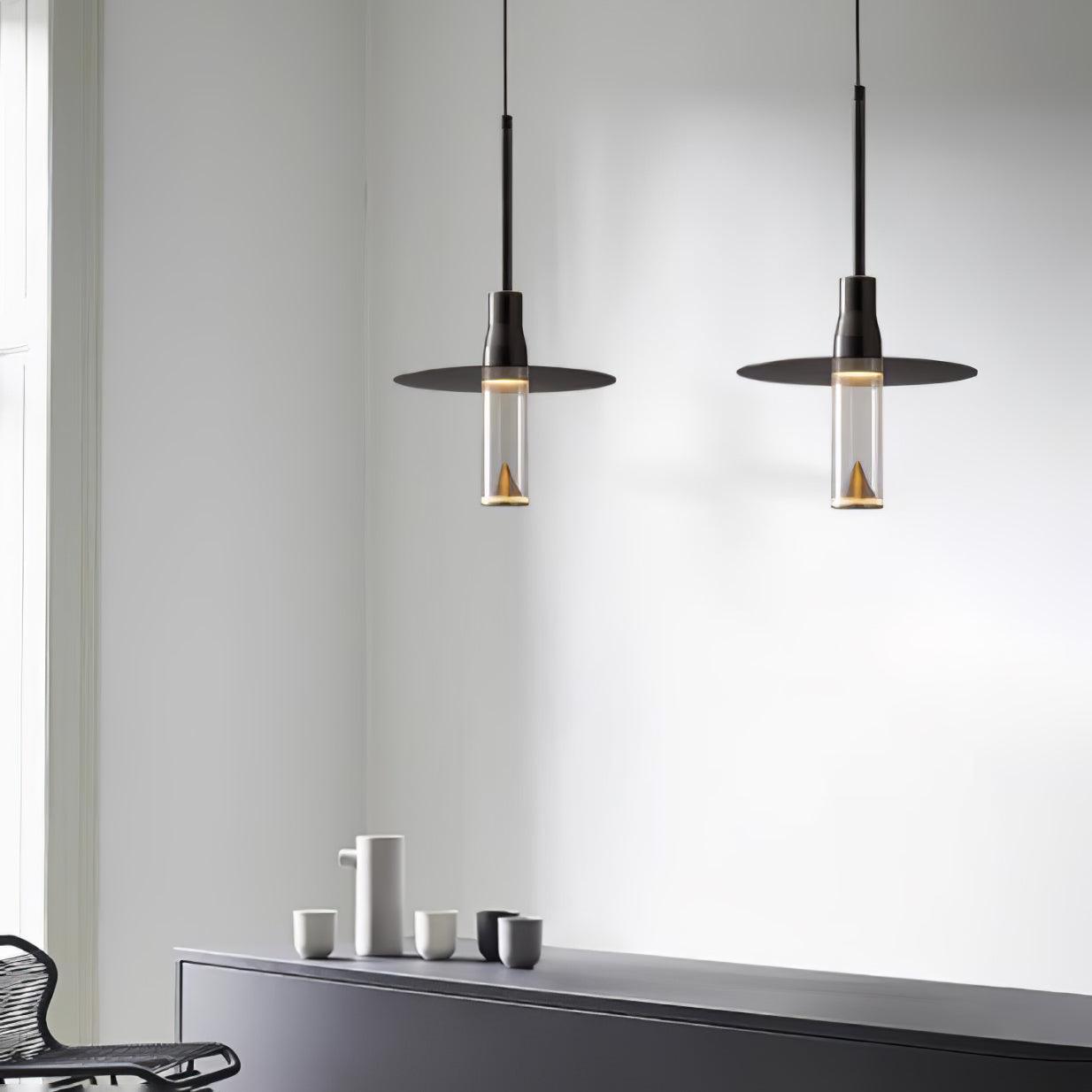 Solara Lampe suspendue en acrylique avec plaque de chapeau chromée moderne