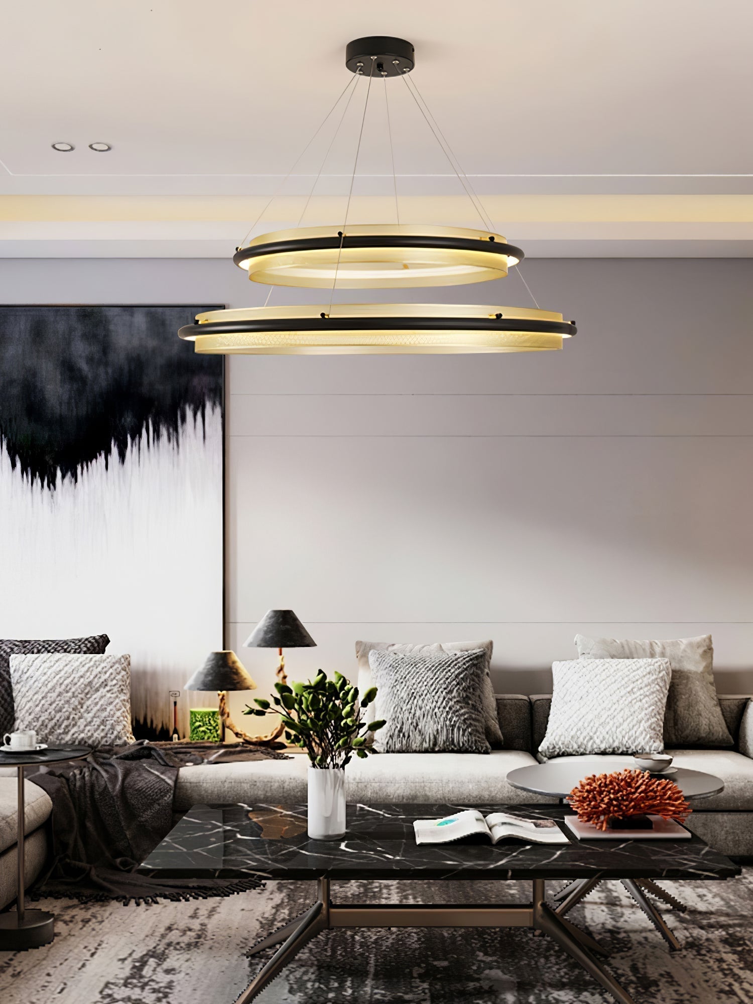 Erveliel Lustre Rond Métal Minimaliste Moderne
