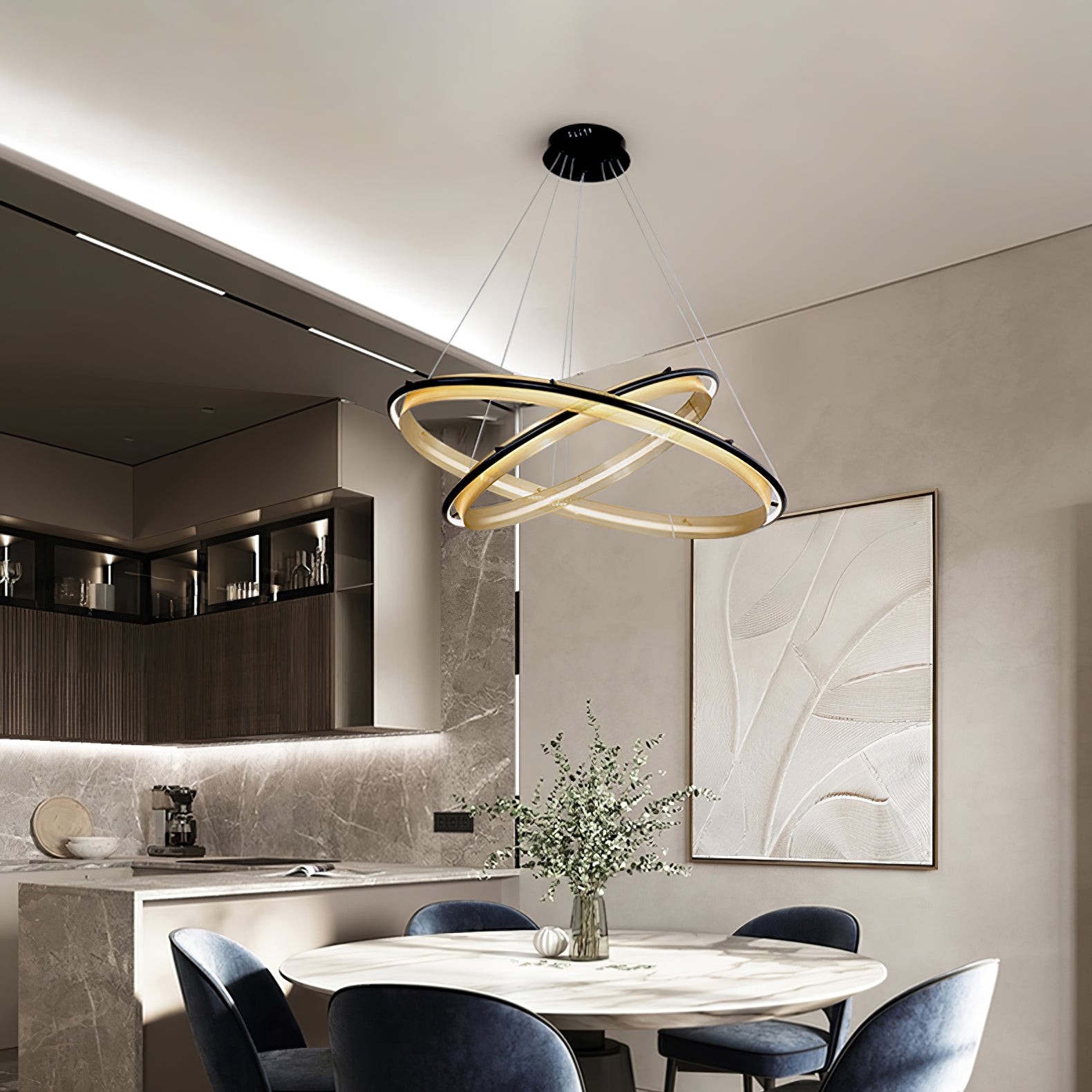 Erveliel Lustre Rond Métal Minimaliste Moderne