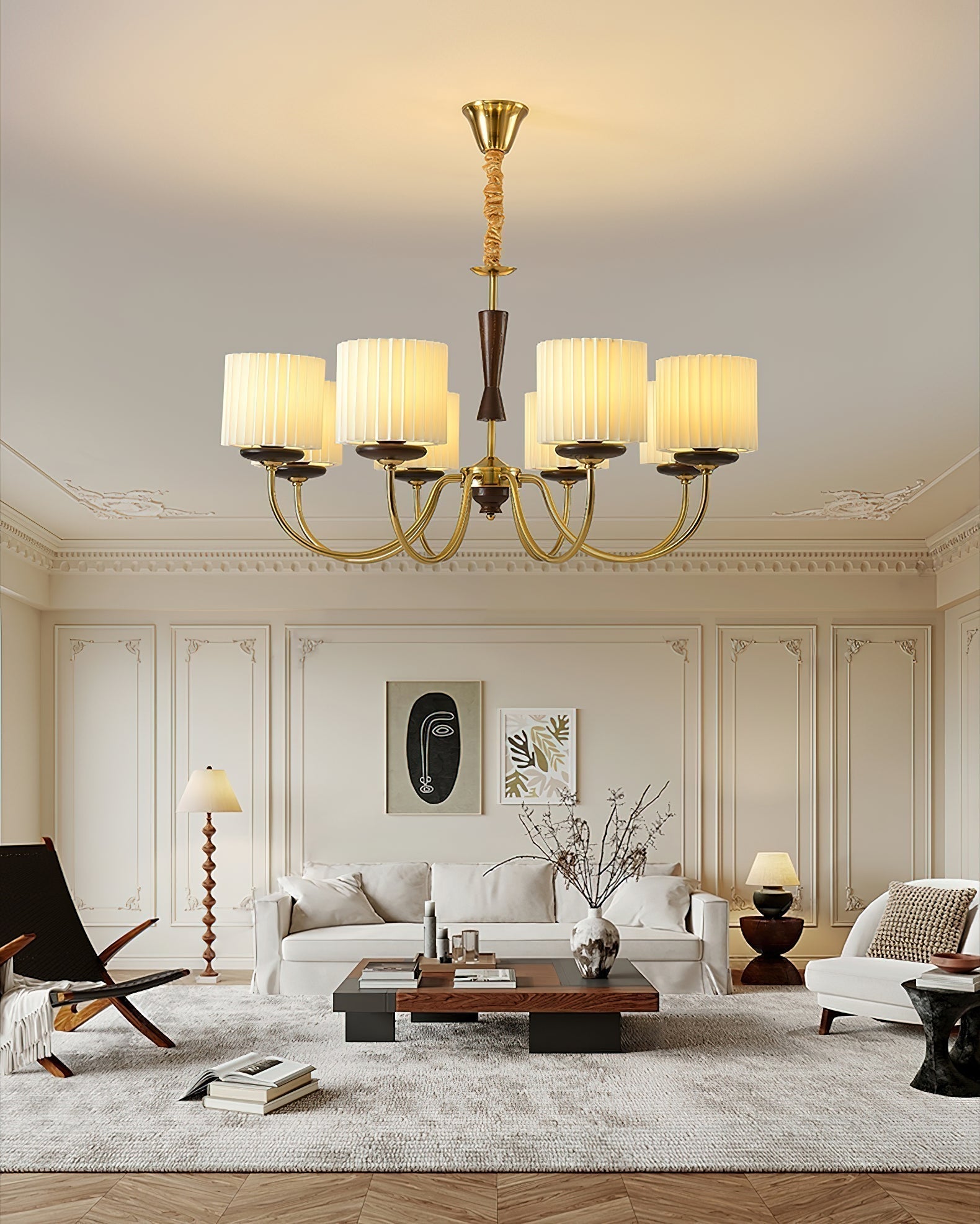Lustra Lustre en Laiton Tissu