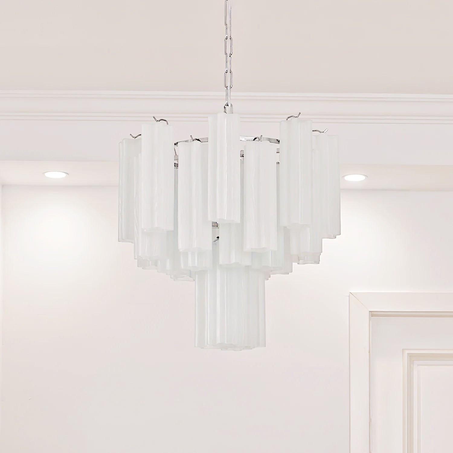 Aurora Lustre Blanc Tubes Superposés