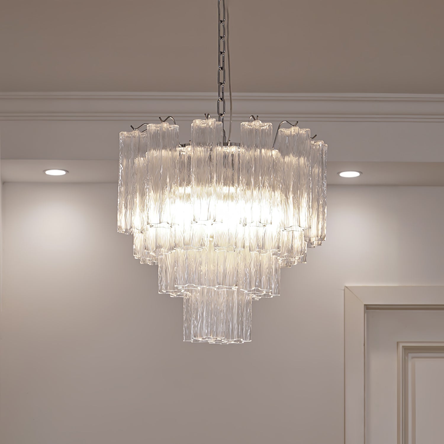 Aurora Lustre Blanc Tubes Superposés