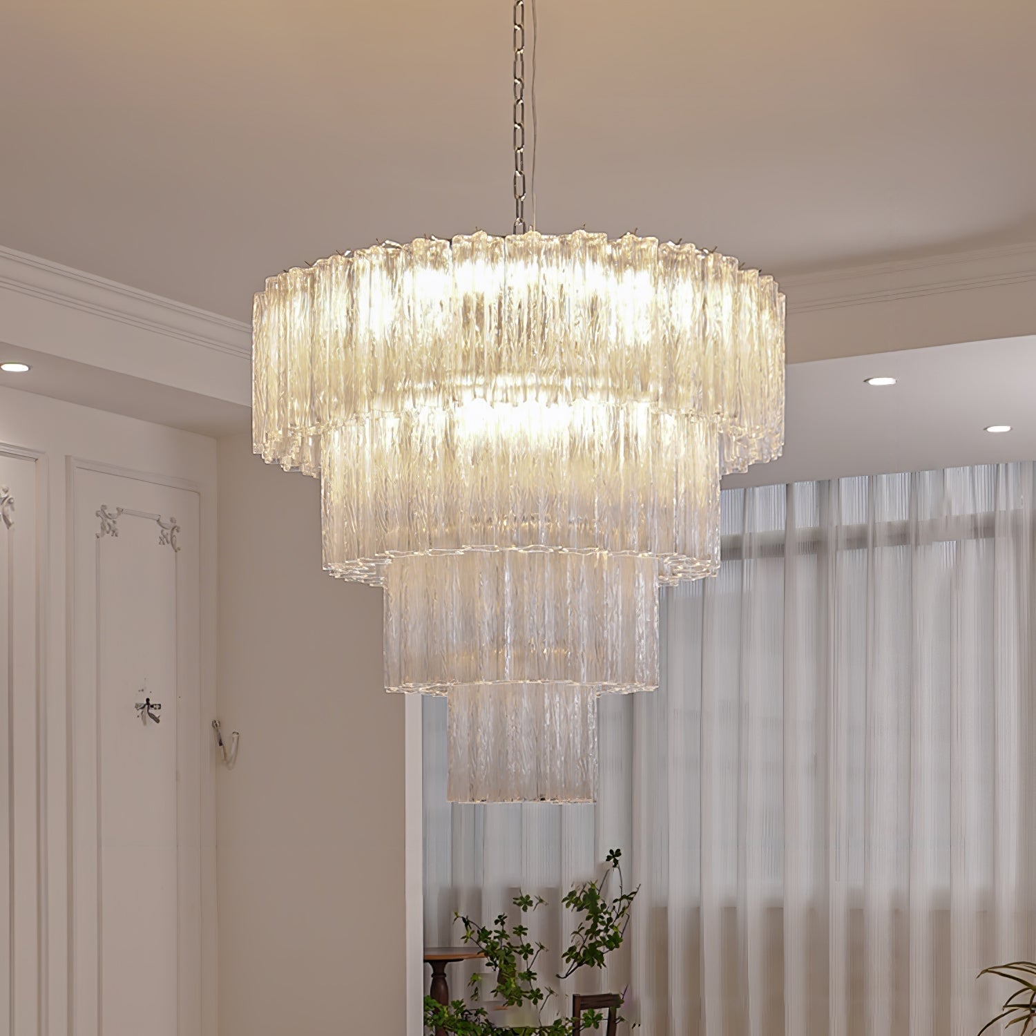 Aurora Lustre Blanc Tubes Superposés