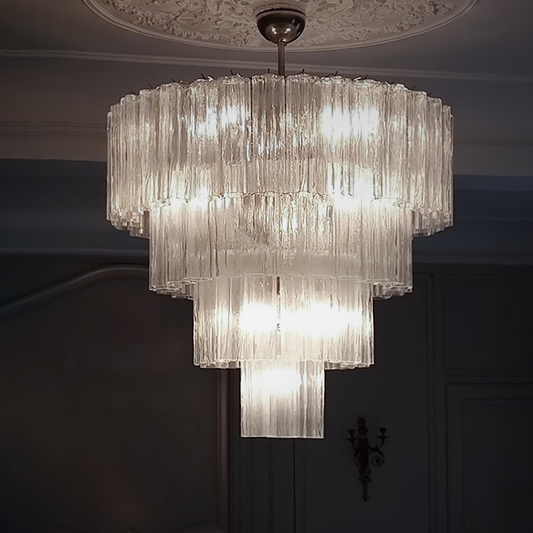 Aurora Lustre Blanc Tubes Superposés