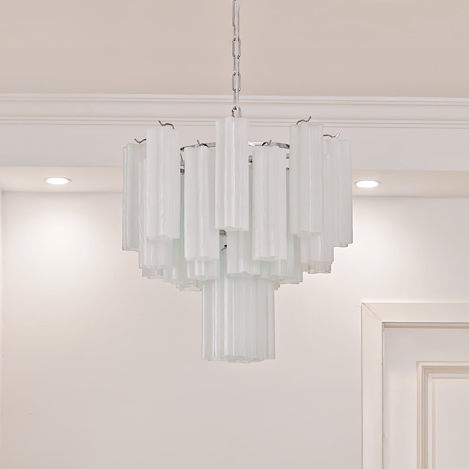 Aurora Lustre Blanc Tubes Superposés