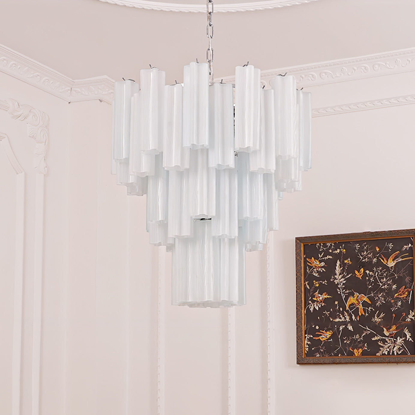 Aurora Lustre Blanc Tubes Superposés