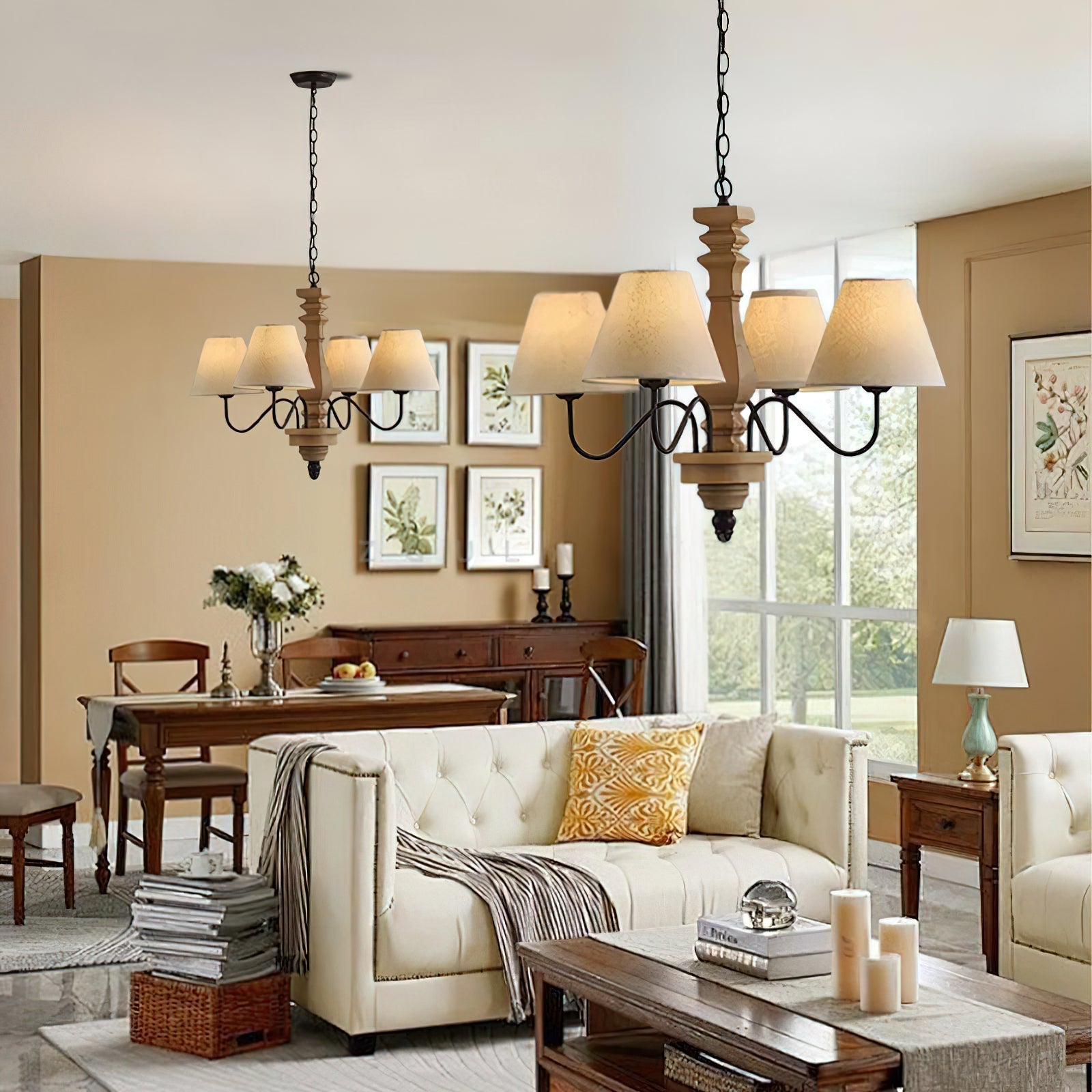 Adela Lustre Bois Traditionnel Luxe