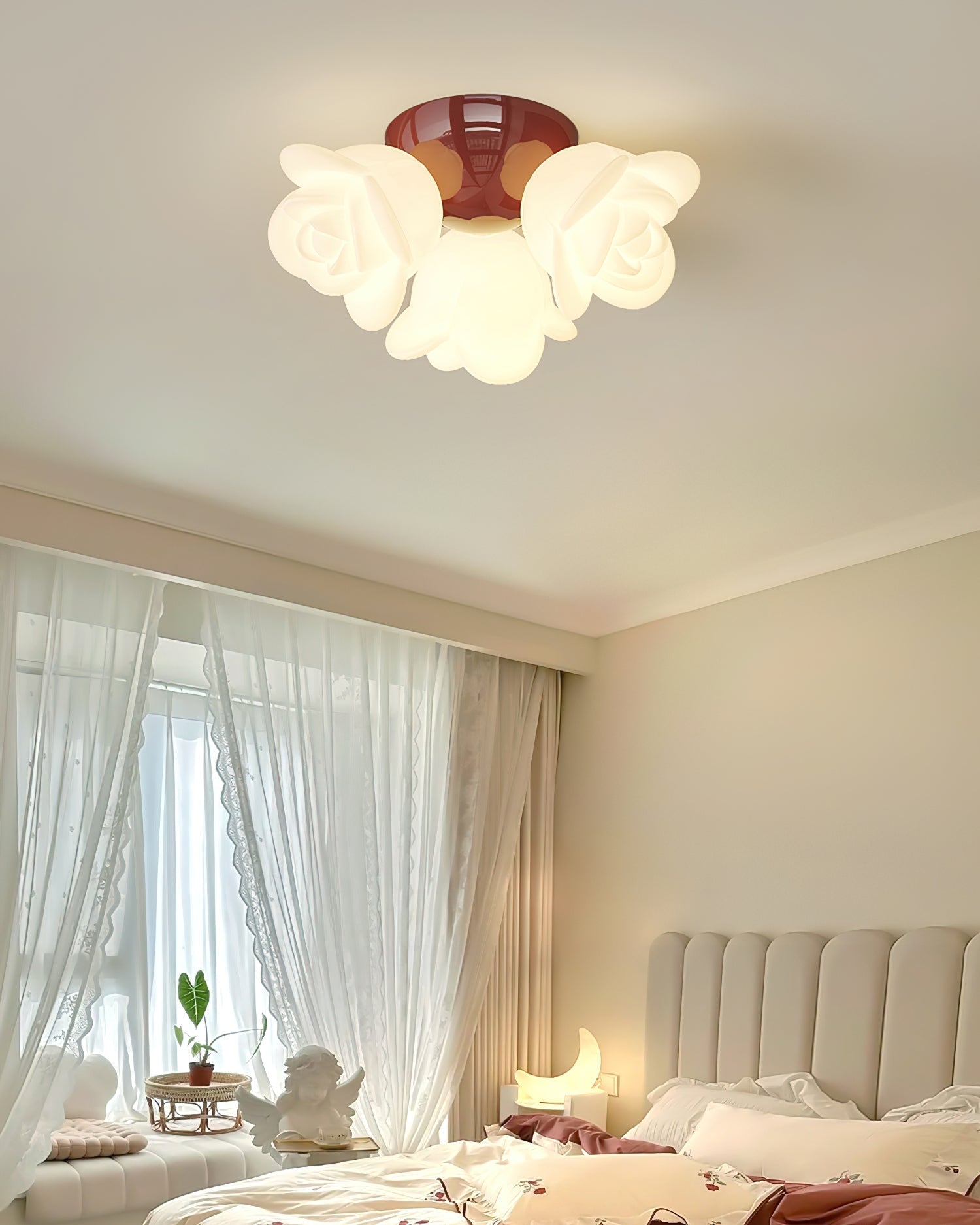 Plafonnier Baldaquin PE Rose Forme Floral Artistique Accent