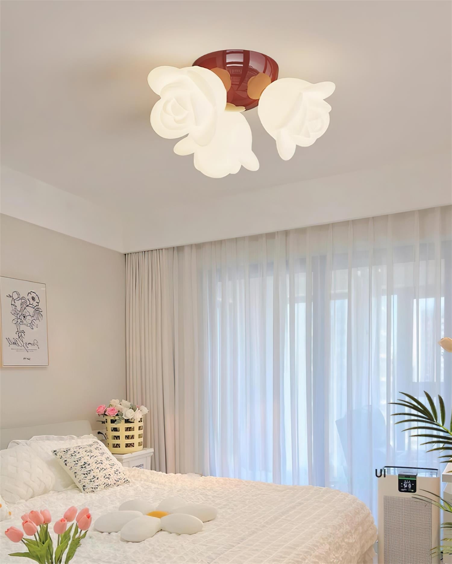 Plafonnier Baldaquin PE Rose Forme Floral Artistique Accent