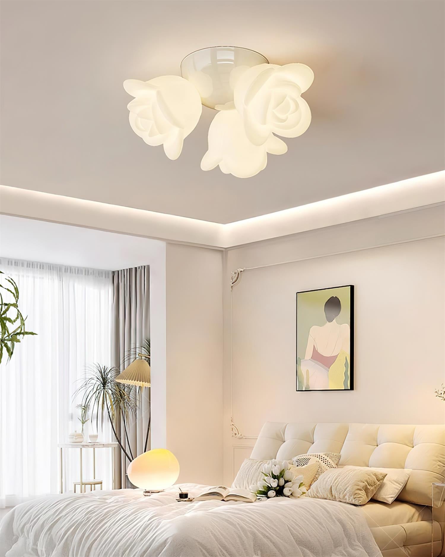 Plafonnier Baldaquin PE Rose Forme Floral Artistique Accent