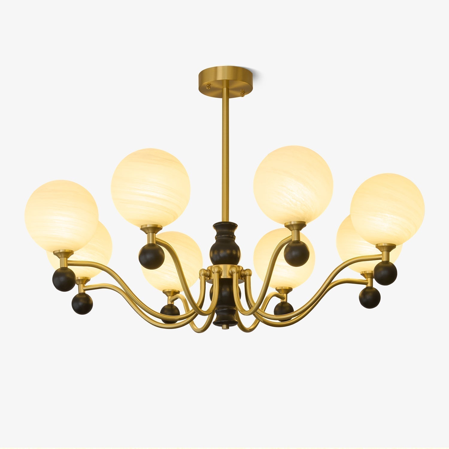 Ershaan Lustre Sphérique Vintage en Laiton et Bois