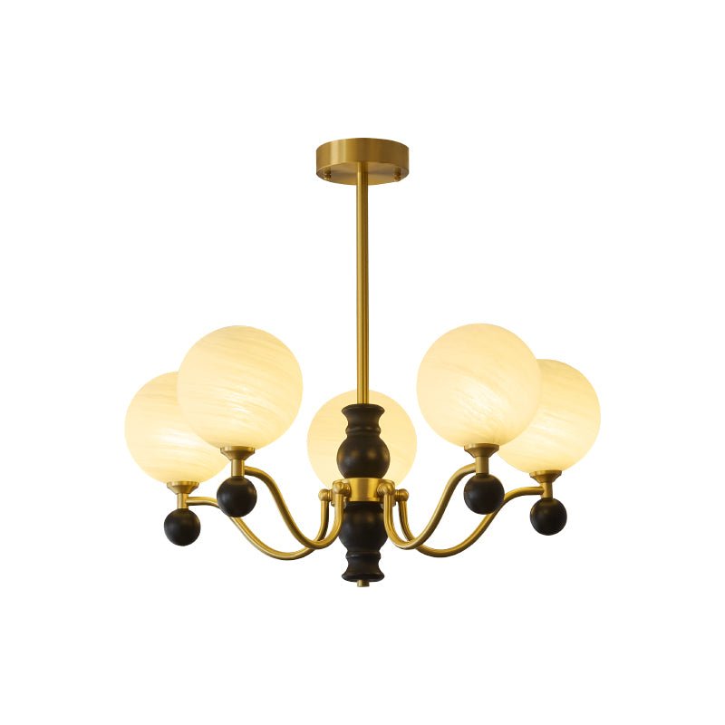 Ershaan Lustre Sphérique Vintage en Laiton et Bois