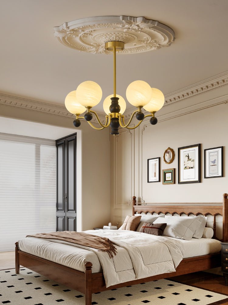 Ershaan Lustre Sphérique Vintage en Laiton et Bois
