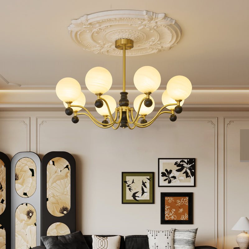 Ershaan Lustre Sphérique Vintage en Laiton et Bois