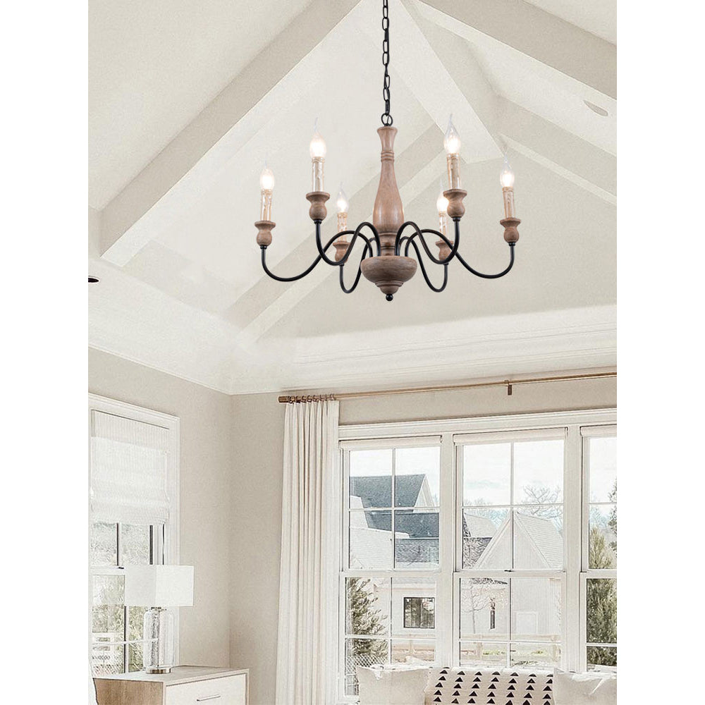 Afralia Lustra Lustre Bois Industriel Moderne