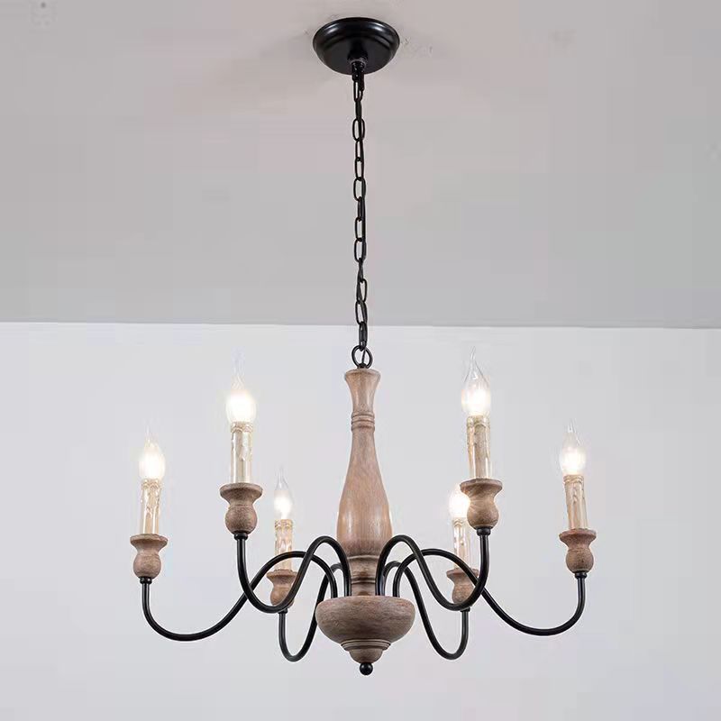 Afralia Lustra Lustre Bois Industriel Moderne