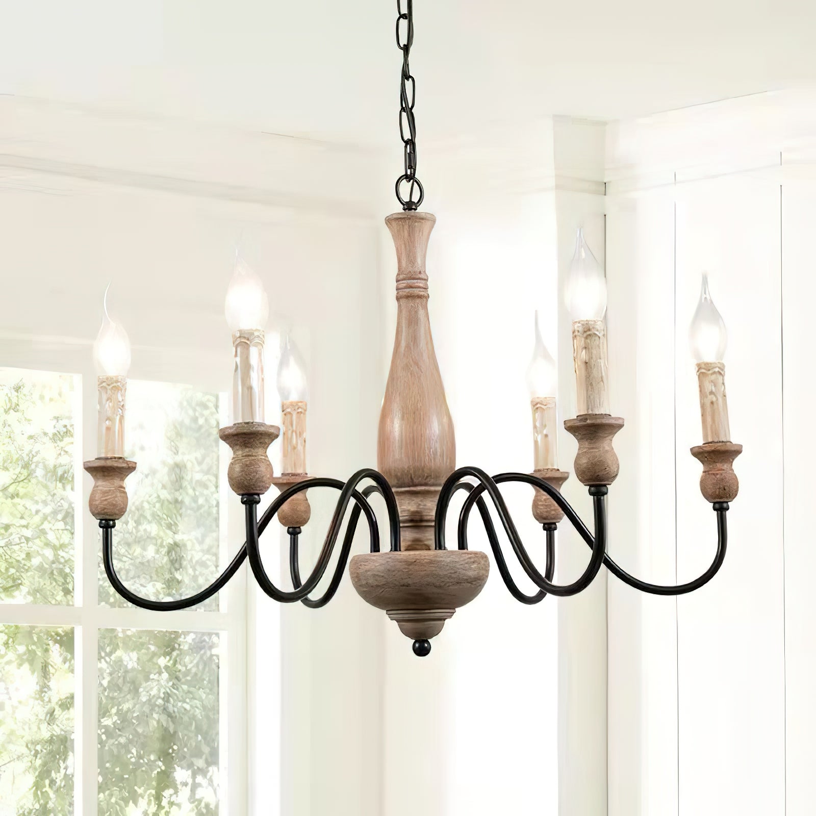 Afralia Lustra Lustre Bois Industriel Moderne
