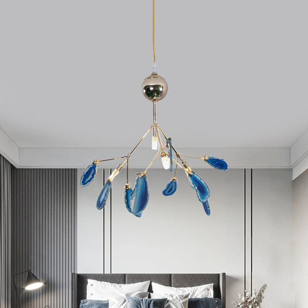 Lustra Lustre Feuille Colorée Bras Dorés
