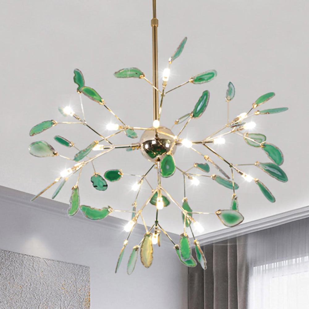 Lustra Lustre Feuille Colorée Bras Dorés