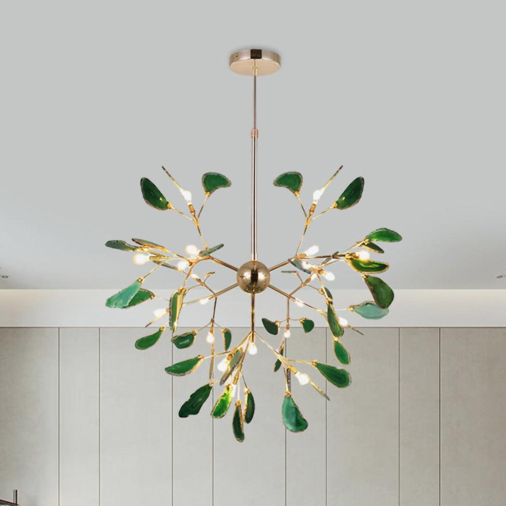 Lustra Lustre Feuille Colorée Bras Dorés