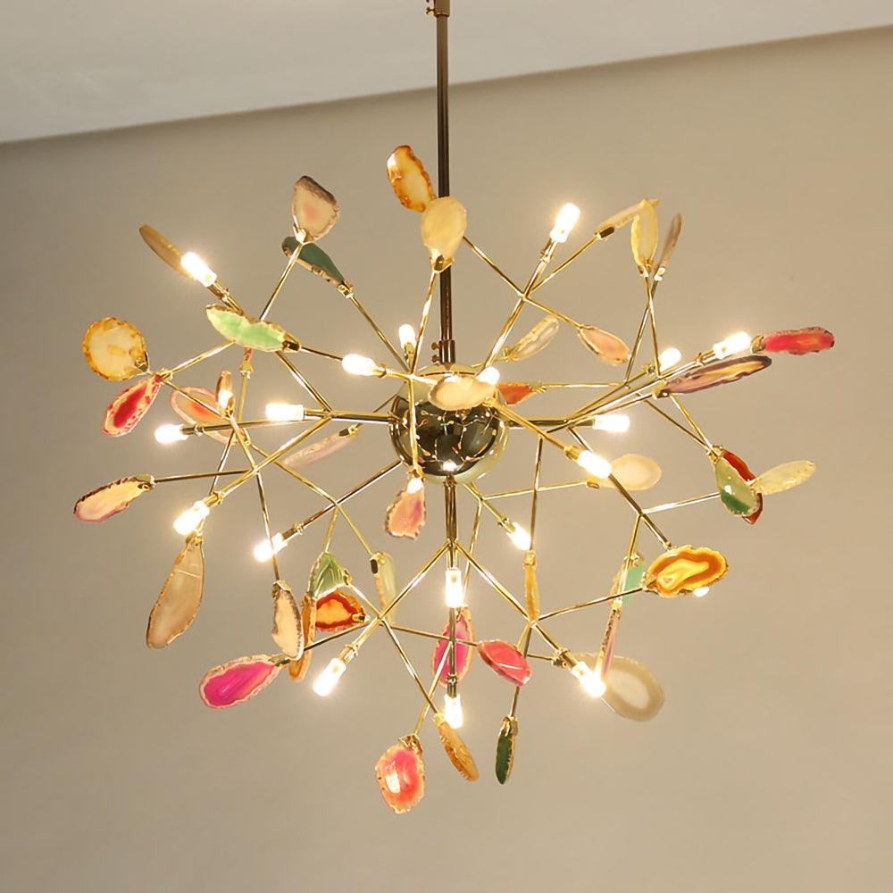 Lustra Lustre Feuille Colorée Bras Dorés