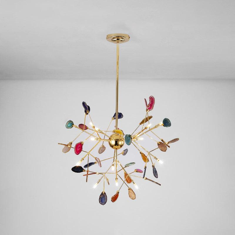 Lustra Lustre Feuille Colorée Bras Dorés