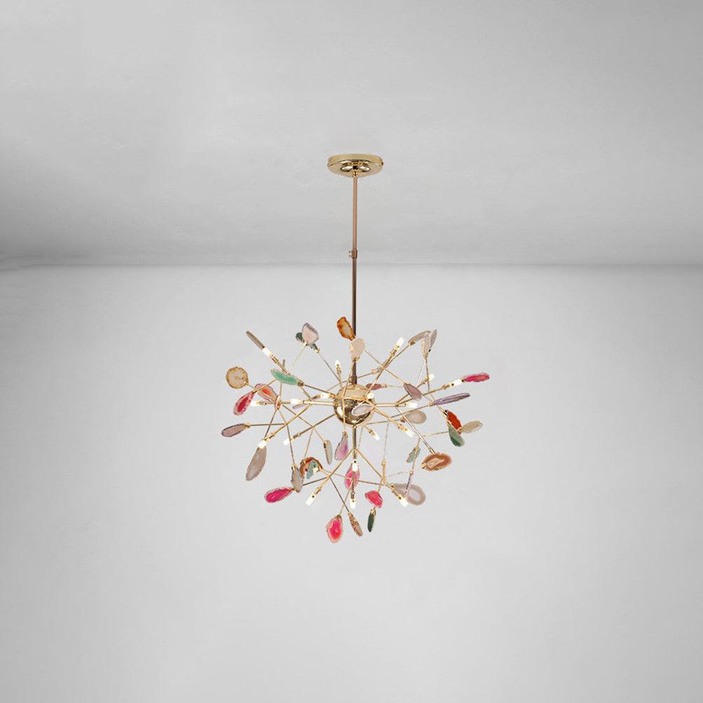 Lustra Lustre Feuille Colorée Bras Dorés