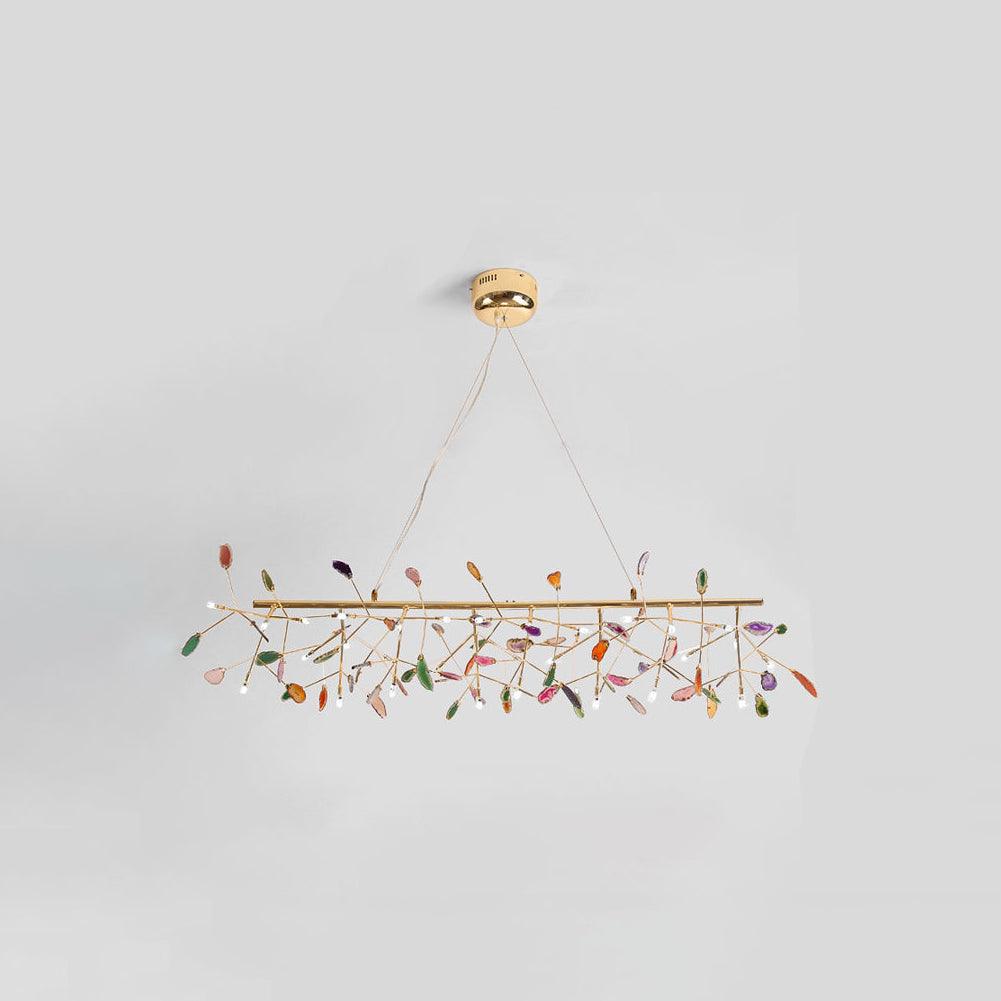 Lustra Lustre Feuille Colorée Bras Dorés