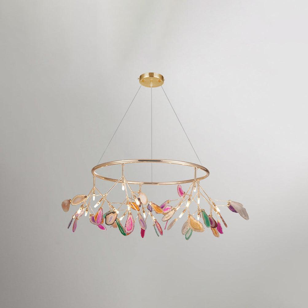 Lustra Lustre Feuille Colorée Bras Dorés
