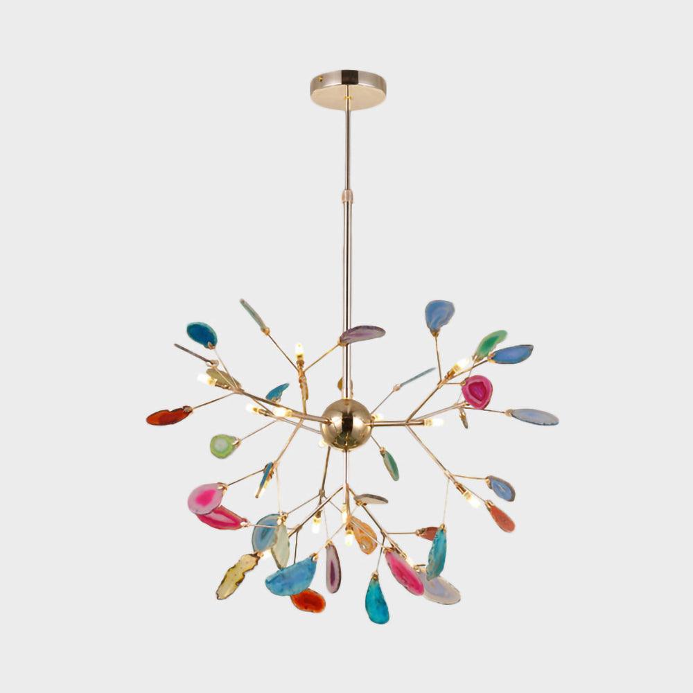 Lustra Lustre Feuille Colorée Bras Dorés