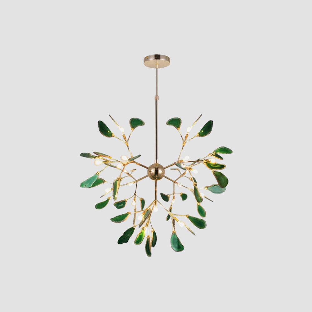 Lustra Lustre Feuille Colorée Bras Dorés