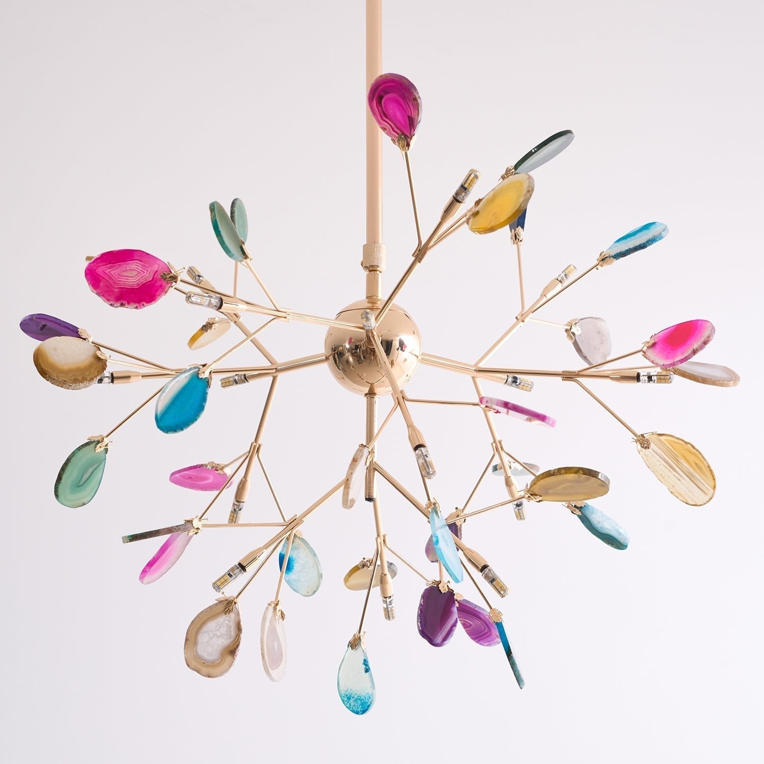Lustra Lustre Feuille Colorée Bras Dorés