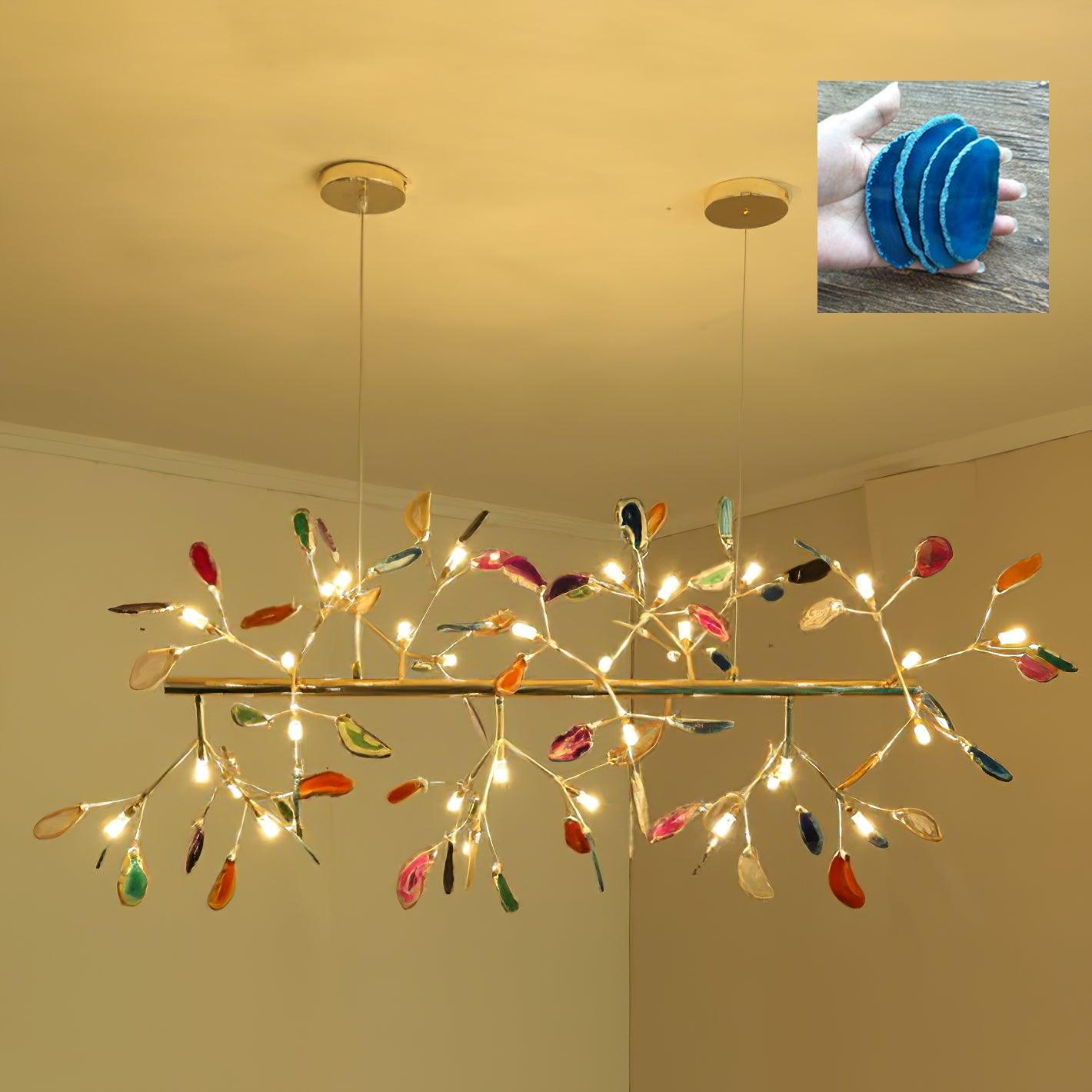Lustra Lustre Feuille Colorée Bras Dorés