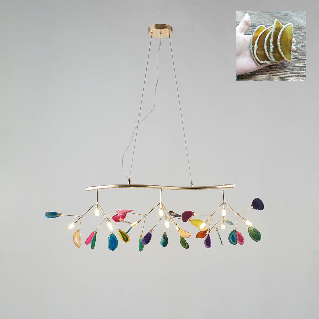 Lustra Lustre Feuille Colorée Bras Dorés