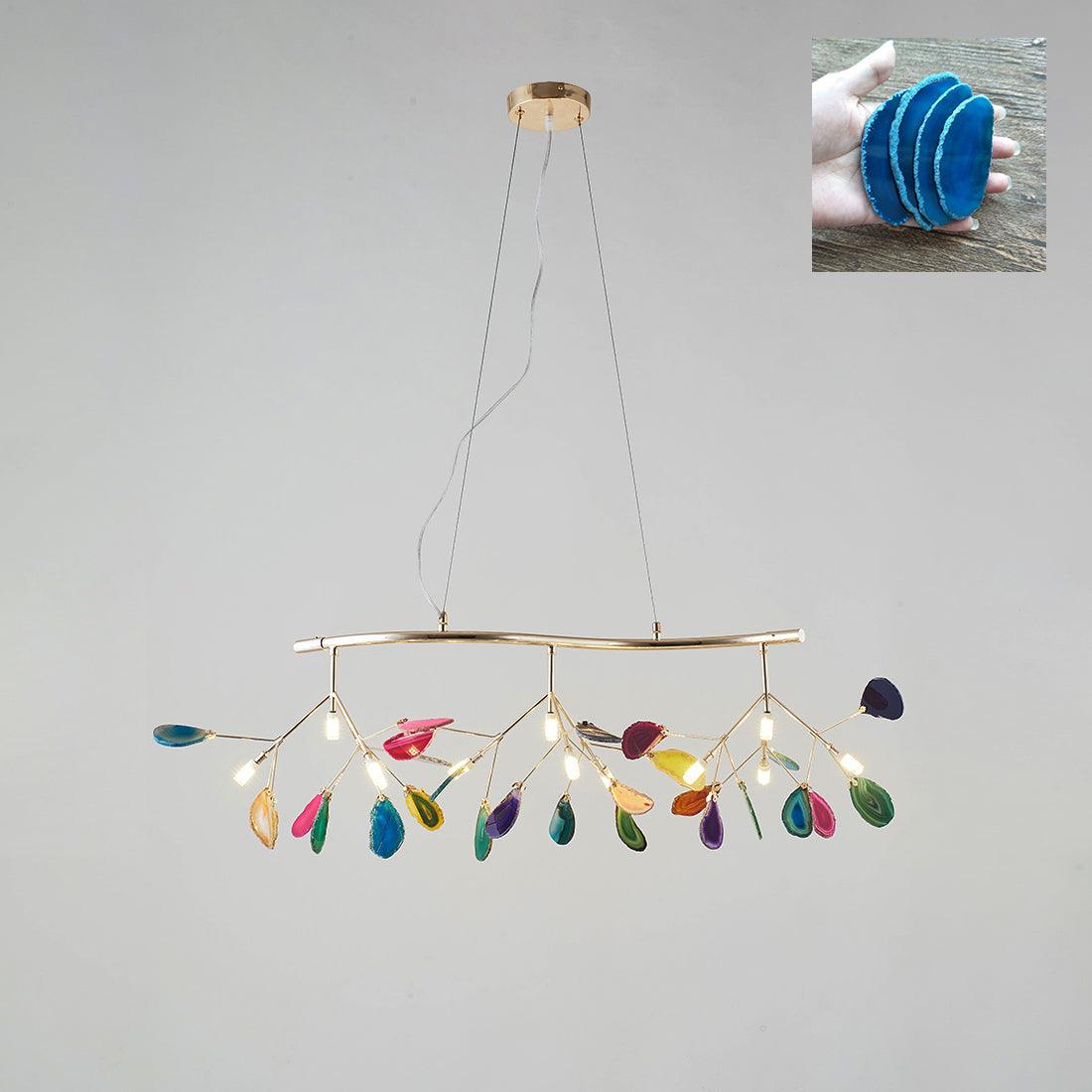 Lustra Lustre Feuille Colorée Bras Dorés